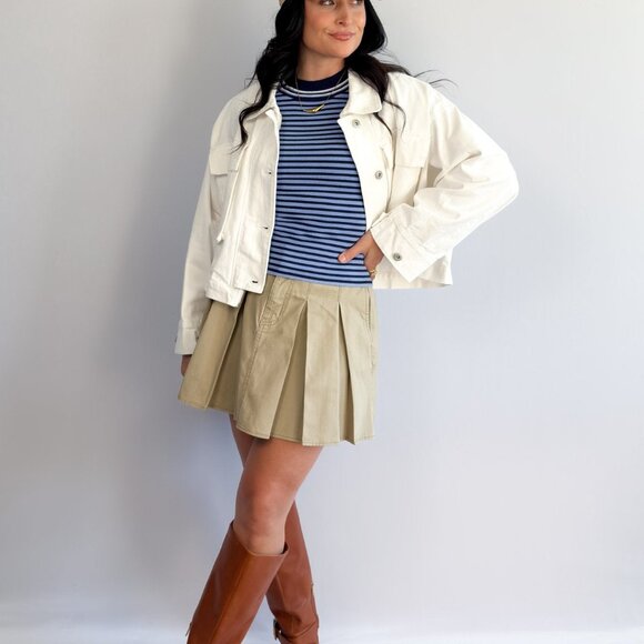 Women’s Cropped Utility Jacket – Ivory Twill - Picture 7 of 9